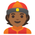 person with skullcap: medium-dark skin tone emoji on Google