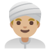man wearing turban: medium-light skin tone on Google