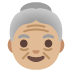 old woman: medium-light skin tone emoji on Google