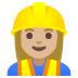 woman construction worker: medium-light skin tone emoji on Google