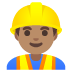 man construction worker: medium skin tone emoji on Google