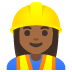 woman construction worker: medium-dark skin tone emoji on Google