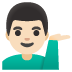 man tipping hand: light skin tone emoji on Google