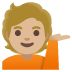 person tipping hand: medium-light skin tone emoji on Google