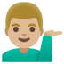 man tipping hand: medium-light skin tone emoji on Google