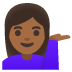 woman tipping hand: medium-dark skin tone emoji on Google