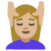 woman getting massage: medium-light skin tone emoji on Google