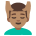 man getting massage: medium skin tone emoji on Google