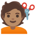 person getting haircut: medium skin tone on Google