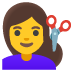 woman getting haircut on Google