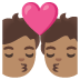 kiss: medium skin tone emoji on Google