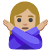 woman gesturing NO: medium-light skin tone emoji on Google