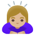 woman bowing: medium-light skin tone emoji on Google