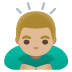 man bowing: medium-light skin tone emoji on Google