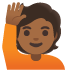 person raising hand: medium-dark skin tone on Google