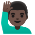 man raising hand: dark skin tone on Google