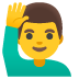 man raising hand on Google