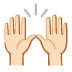 raising hands: light skin tone on Google