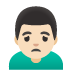 man frowning: light skin tone emoji on Google