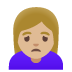 woman frowning: medium-light skin tone on Google