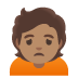 person frowning: medium skin tone emoji on Google