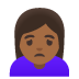 woman frowning: medium-dark skin tone emoji on Google