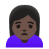 woman frowning: dark skin tone emoji on Google