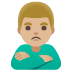 man pouting: medium-light skin tone emoji on Google
