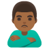 man pouting: medium-dark skin tone on Google