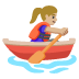 woman rowing boat: medium-light skin tone emoji on Google