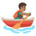 man rowing boat: medium skin tone emoji on Google