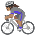woman biking: medium skin tone emoji on Google