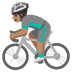 man biking: medium skin tone emoji on Google