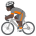person biking: dark skin tone emoji on Google