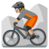 person mountain biking: medium-light skin tone emoji on Google