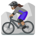 woman mountain biking: medium skin tone emoji on Google