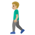 man walking: medium-light skin tone emoji on Google