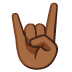 sign of the horns: medium-dark skin tone emoji on Google