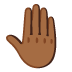 raised back of hand: medium-dark skin tone emoji on Google