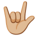 love-you gesture: medium-light skin tone emoji on Google
