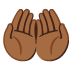 palms up together: medium-dark skin tone on Google
