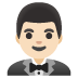 man in tuxedo: light skin tone emoji on Google