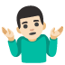 man shrugging: light skin tone emoji on Google