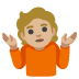 person shrugging: medium-light skin tone emoji on Google
