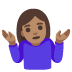 woman shrugging: medium skin tone emoji on Google