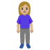 woman standing: medium-light skin tone emoji on Google