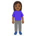 woman standing: medium-dark skin tone emoji on Google