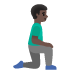 man kneeling facing right: dark skin tone on Google
