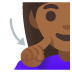 deaf woman: medium-dark skin tone emoji on Google