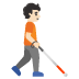 person with white cane facing right: light skin tone on Google